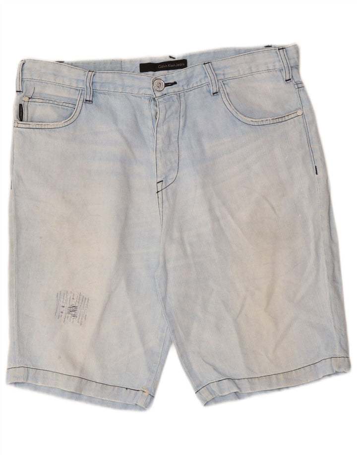 Calvin Klein Herren Distressed Denim Shorts W36 Large Blau