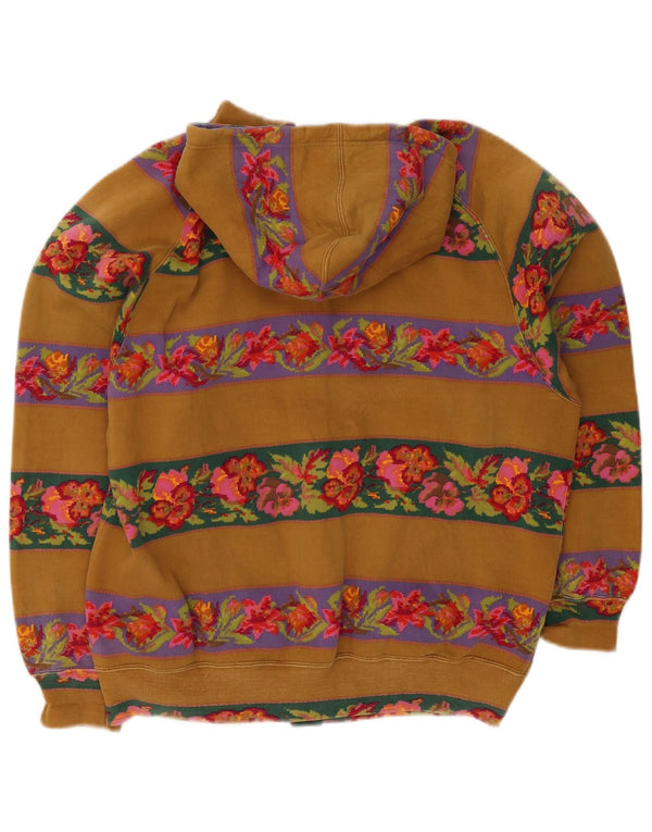 American System Womens Hooded Tracksuit Top Jacket UK 16 Large Brown Floral