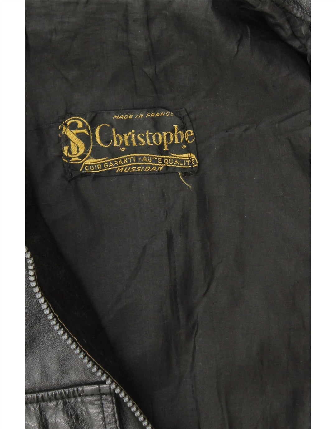 CHRISTOPHE Mens Military Leather Jacket UK 36 Small Black Vintage Christophe and Second-Hand Christophe from Messina Hembry 