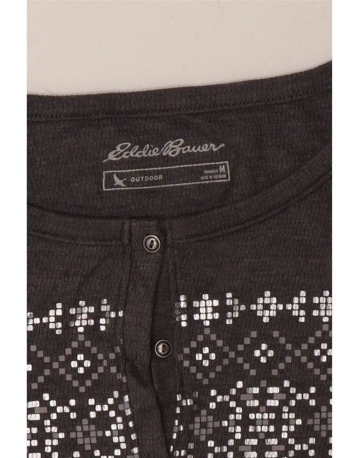 EDDIE BAUER Womens Outdoor Top Long Sleeve UK 12 Medium Grey Fair Isle Vintage Eddie Bauer and Second-Hand Eddie Bauer from Messina Hembry 