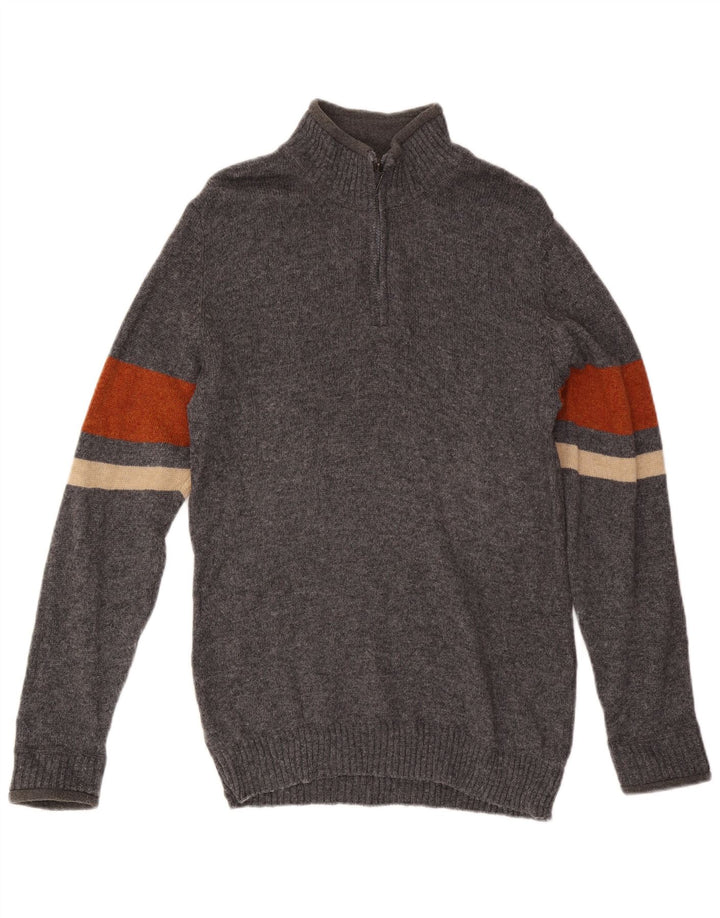 Marks & Spencer Herren Blauer Harbor-Pullover mit Reißverschluss am Hals, Größe S, Grau