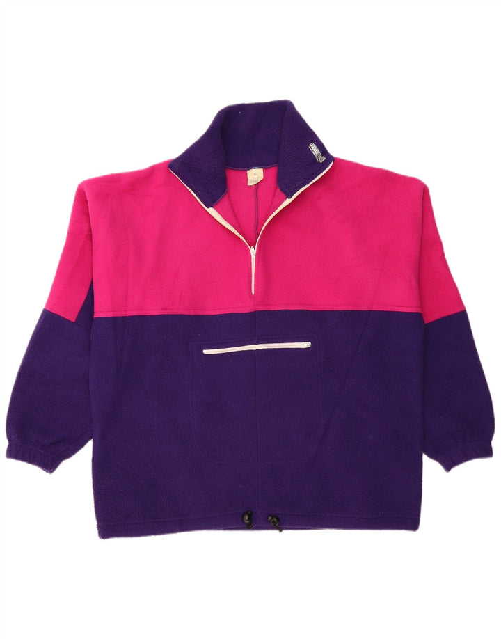 ALEXANDER Herren-Fleecepullover mit Reißverschluss am Hals, XL, lila, Farbblock-Polyester