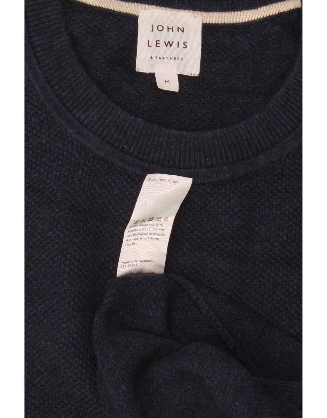 John Lewis Herren-Pullover mit Rundhalsausschnitt, mittlere marineblaue Baumwolle