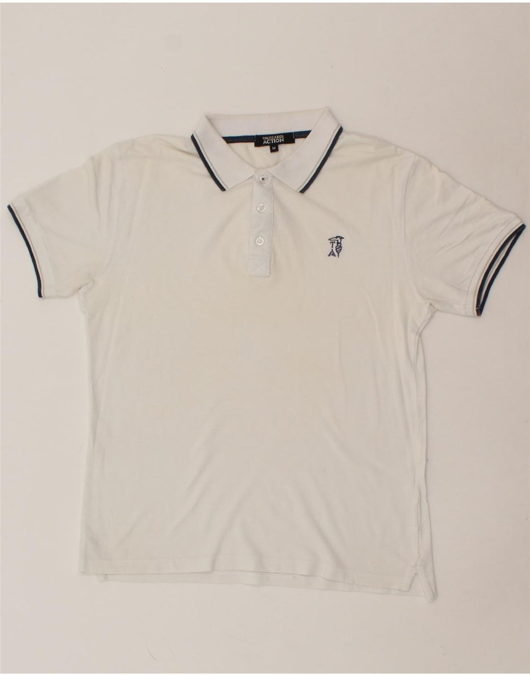 TRUSSARDI Mens Polo Shirt Medium White Vintage Trussardi and Second-Hand Trussardi from Messina Hembry 