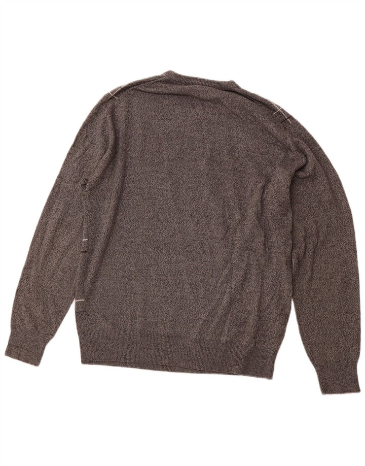 DOCKERS Herren-Pullover mit Rundhalsausschnitt, mittelgrau, kariert, Acryl