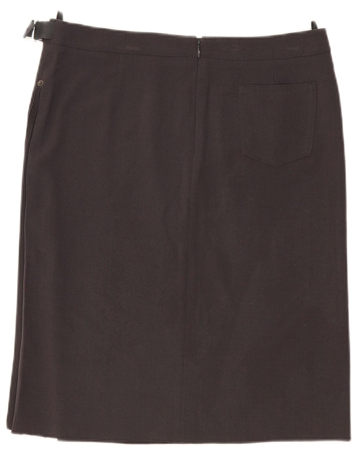 Armani Damen gerader Rock UK 14 Large W32 Grau Polyester