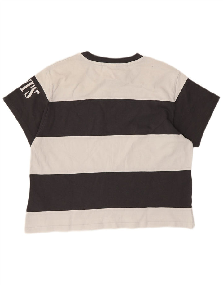 Levi's Damen Crop Oversize Graphic T-Shirt Top UK 6 XS Schwarz gestreift