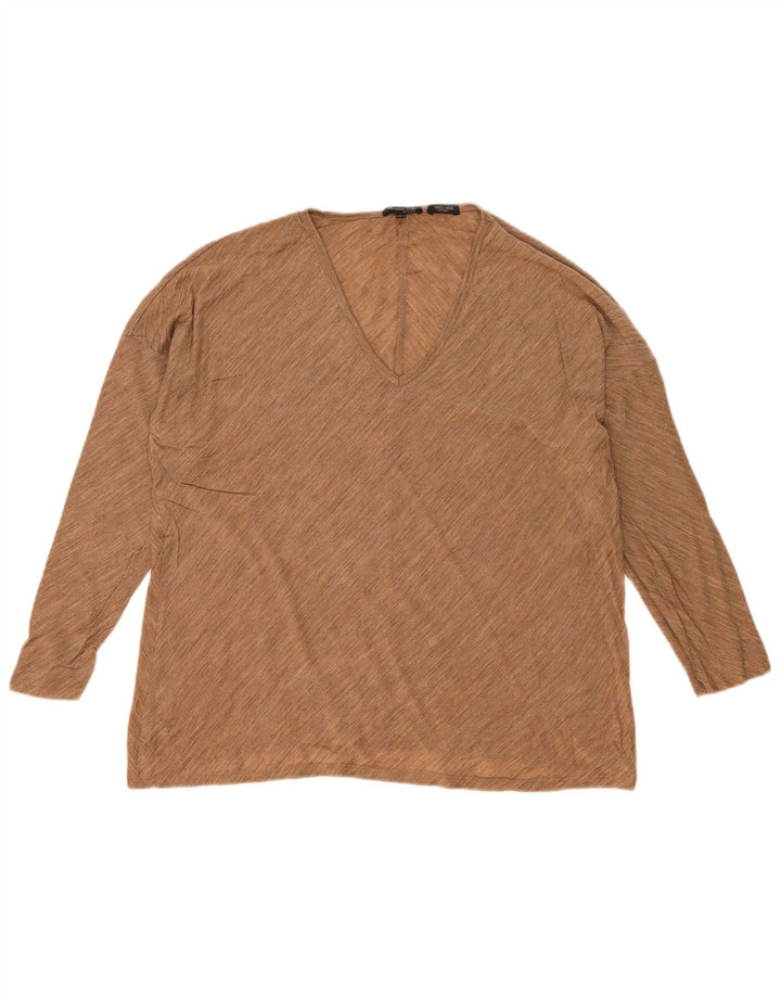 Massimo Dutti Damen-Oversize-Oberteil, langärmlig, Gr. 10, Größe S, Beige gefleckt