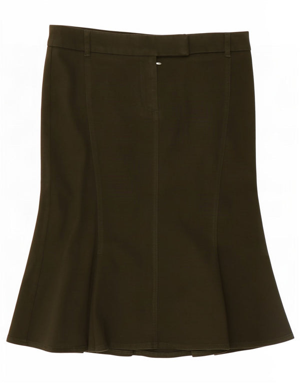 Trussardi Damen Trompetenrock IT 42 Medium W30 Khaki Baumwolle