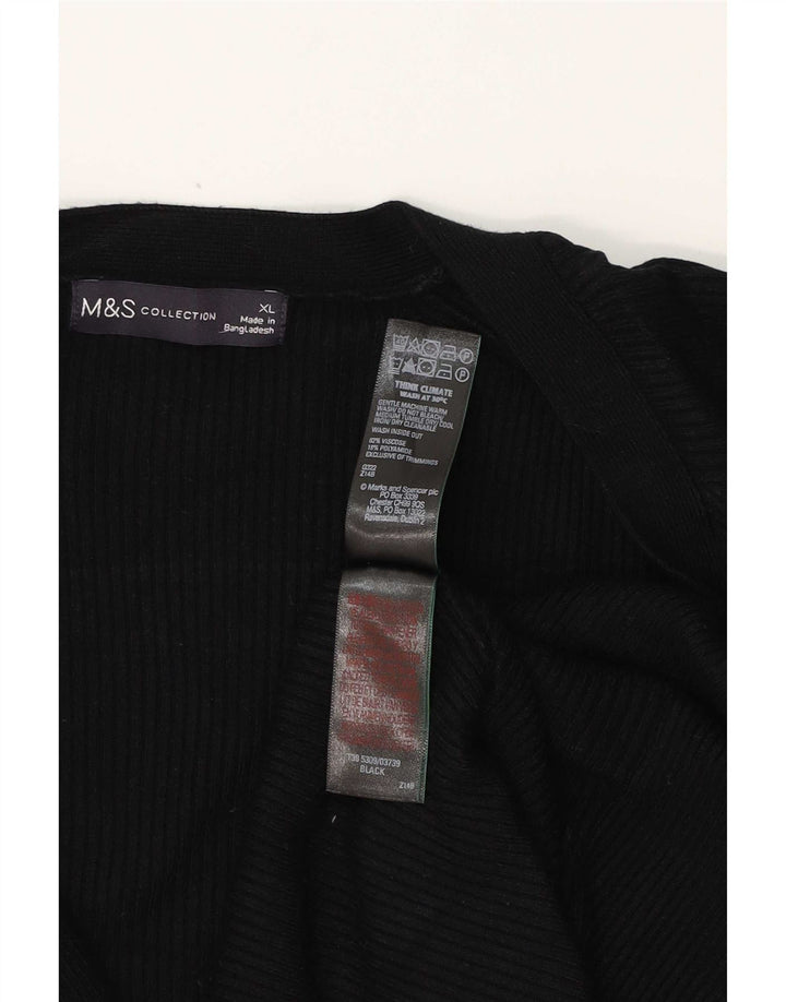 Marks & Spencer Offener Damen-Cardigan-Pullover UK 18 XL Schwarze Viskose