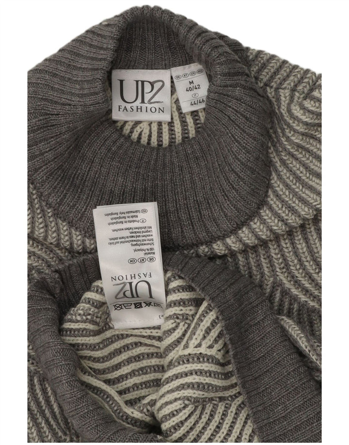Vintage Herren Rollkragenpullover Pullover UK 40/42 Mittelgrau Geometrisch
