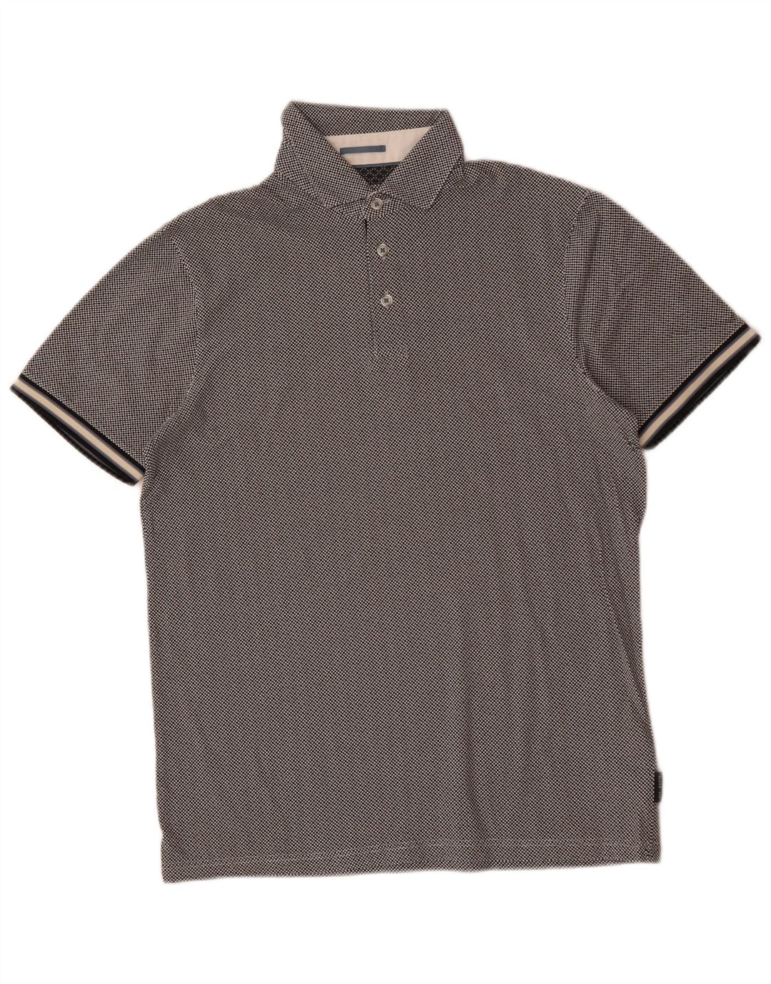 Ted Baker Herren-Poloshirt, Größe 2, klein, grau karierte Baumwolle
