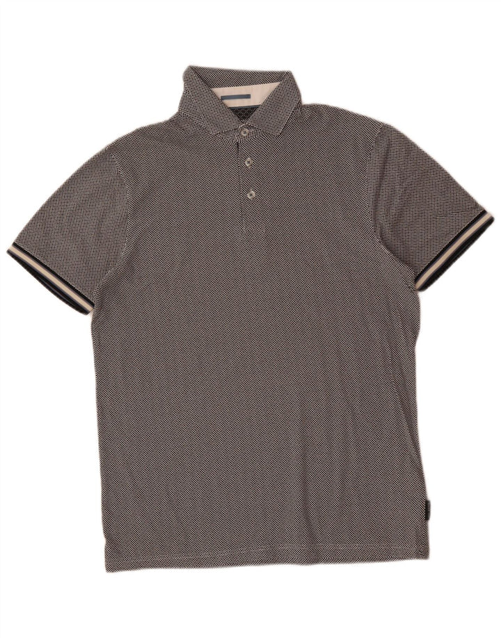 Ted Baker Herren-Poloshirt, Größe 2, klein, grau karierte Baumwolle