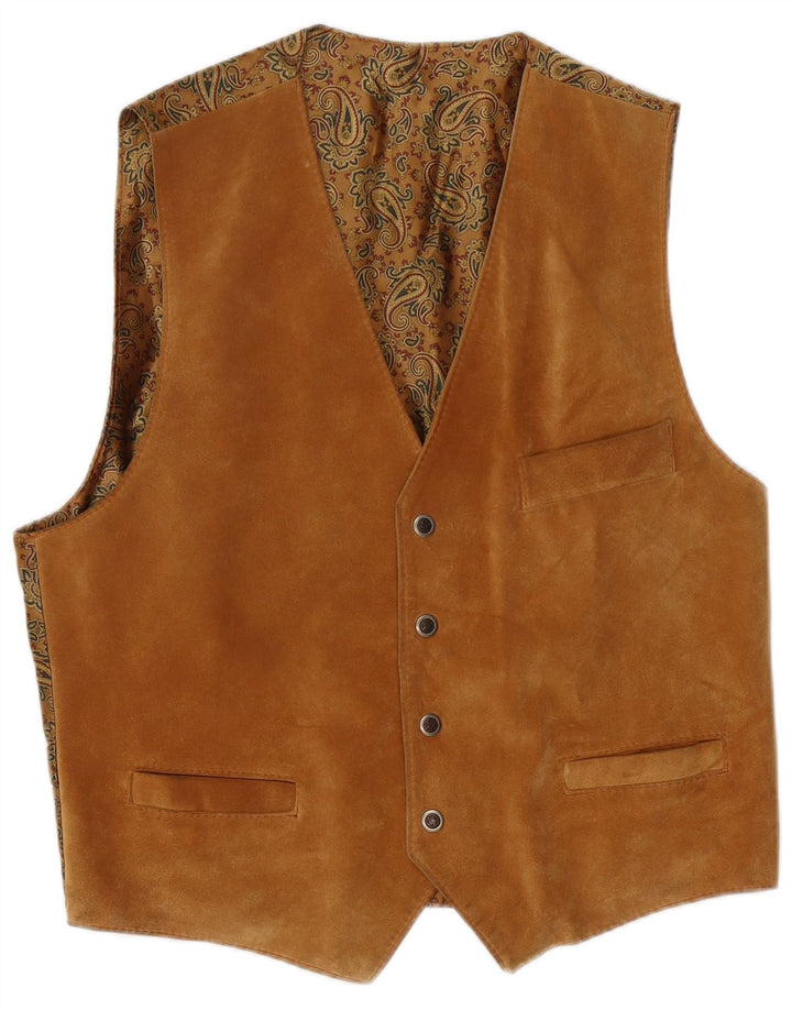 Vintage Herren Wildlederweste Mittelbraun Paisley