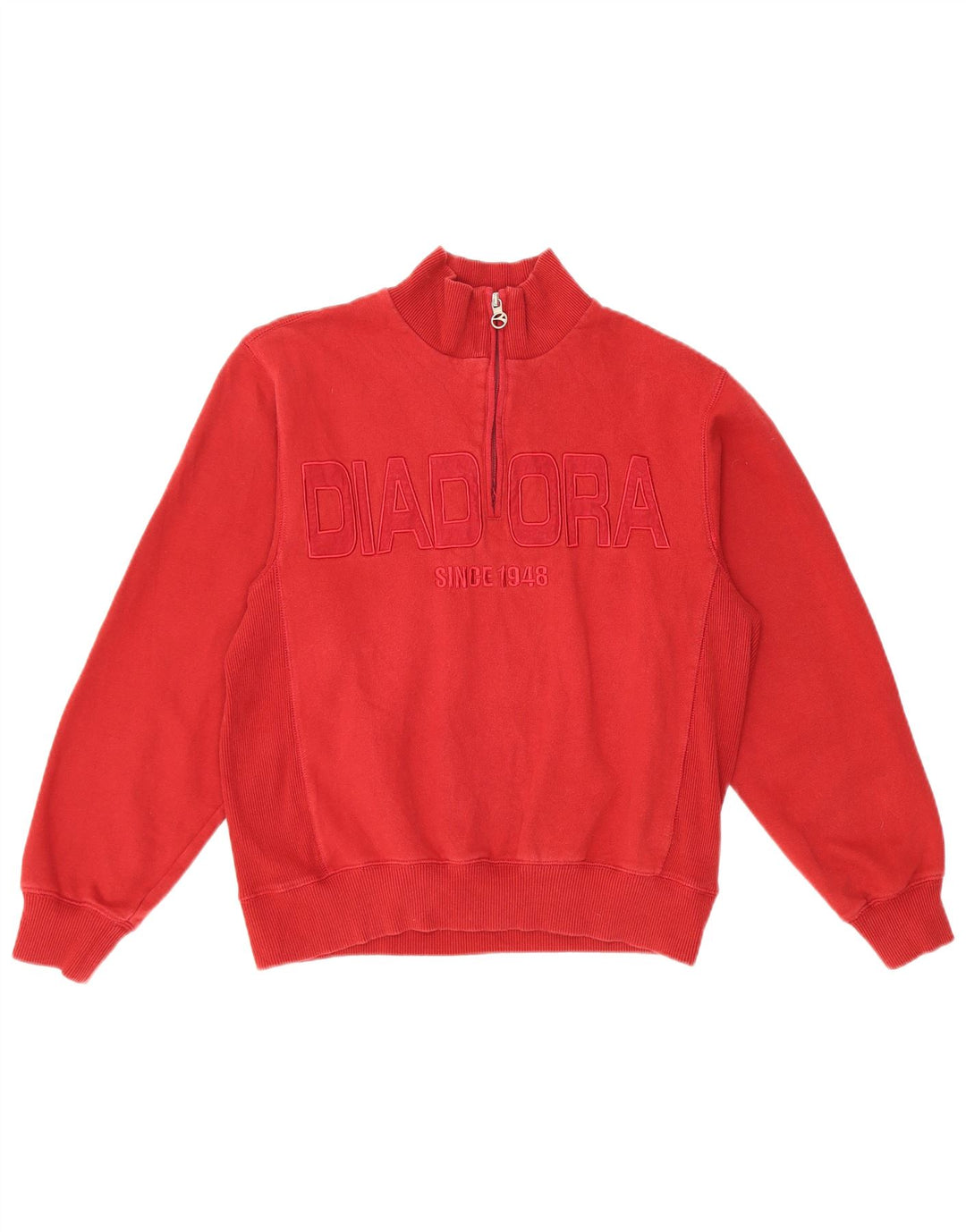 Diadora Damen-Sweatshirt in Übergröße mit Grafik und Reißverschluss am Hals, Gr. 10, Größe S, Rot