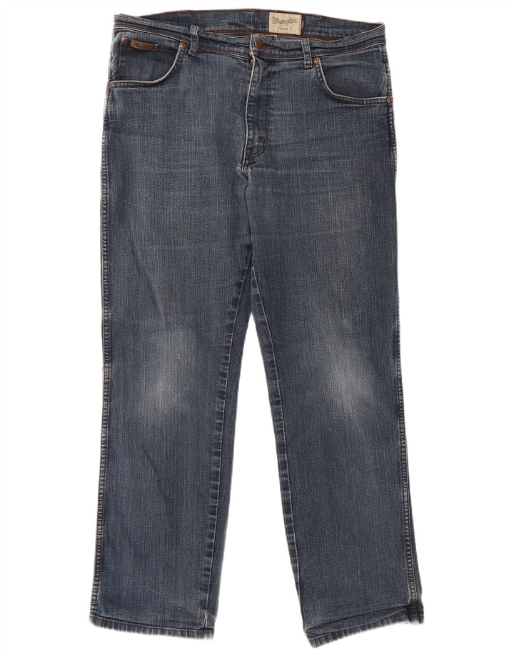 WRANGLER Herren Texas Straight Jeans W34 L30 Blaue Baumwolle