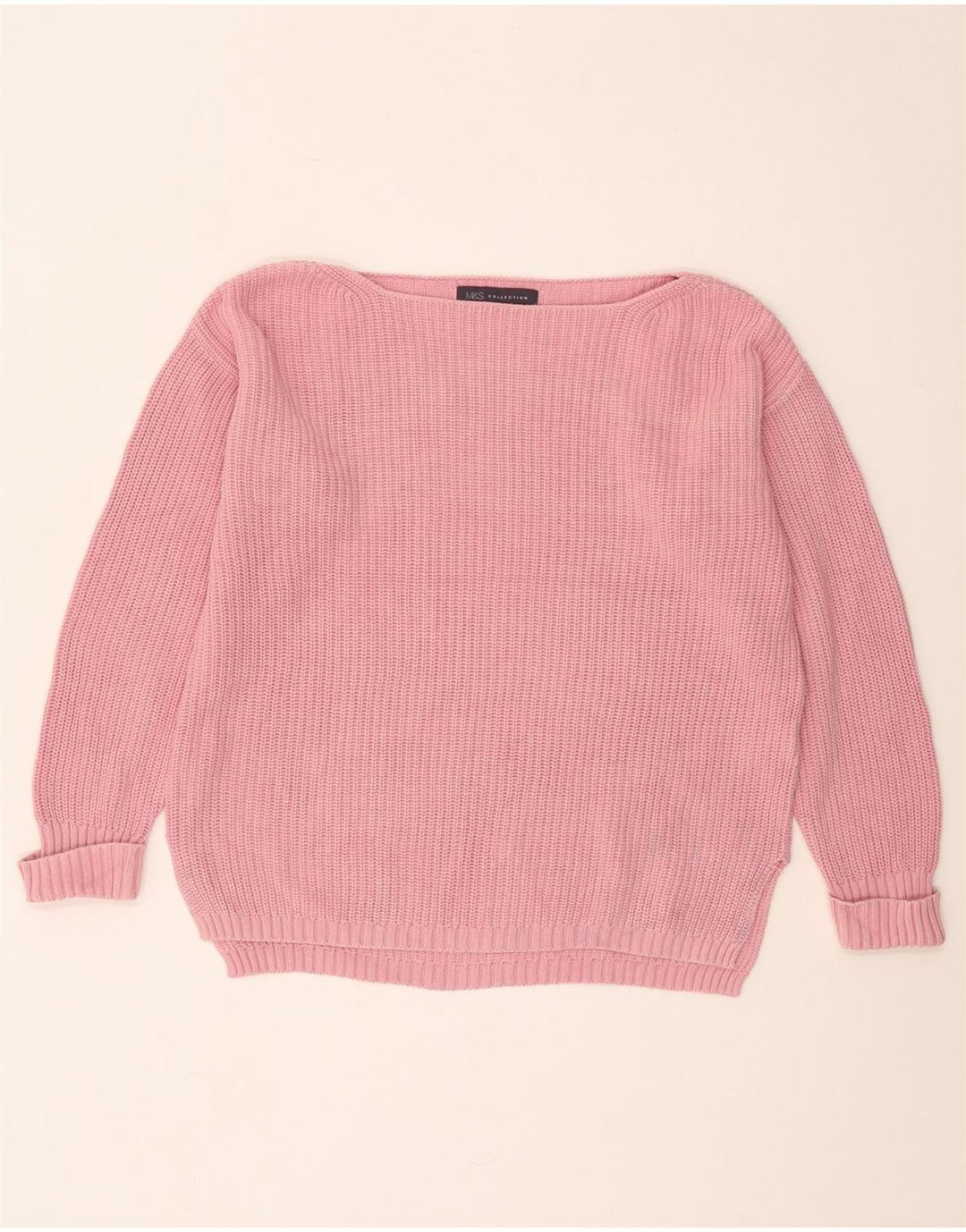 Marks & Spencer Damen-Pullover in Übergröße mit U-Boot-Ausschnitt, Gr. 10, Größe S, Rosa
