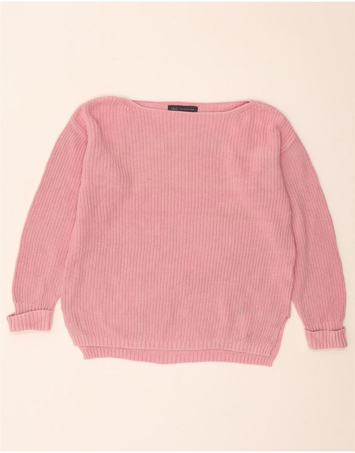 Marks & Spencer Damen-Pullover in Übergröße mit U-Boot-Ausschnitt, Gr. 10, Größe S, Rosa