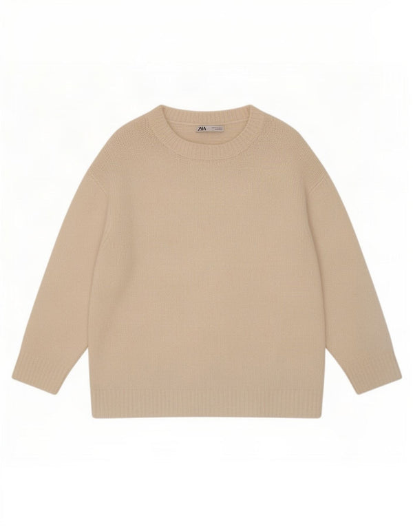 Zara Damen-Pullover, übergroß, U-Boot-Ausschnitt, Gr. 10, Größe S, gebrochenes Weiß