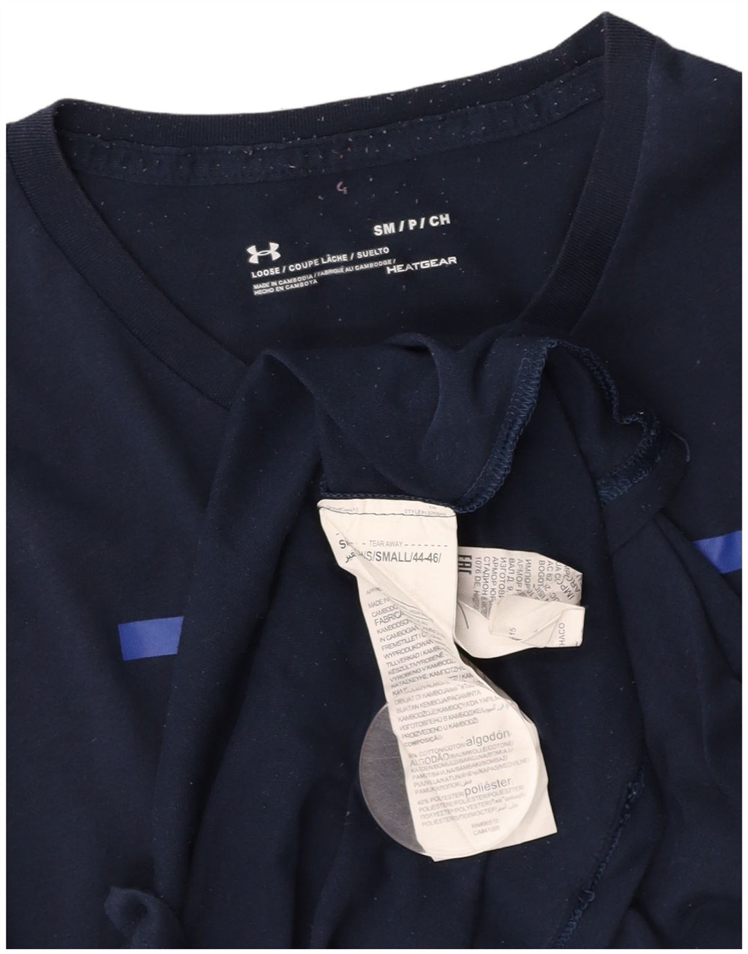 UNDER ARMOUR Herren Heat Gear Graphic T-Shirt Top Small Marineblau Baumwolle