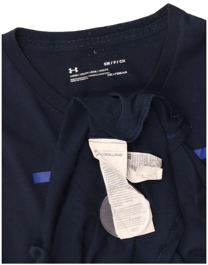 UNDER ARMOUR Herren Heat Gear Graphic T-Shirt Top Small Marineblau Baumwolle