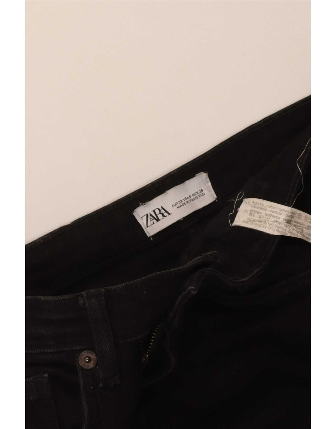 Zara Damen Schlagjeans EU 38 Small W28 L31 Schwarze Baumwolle