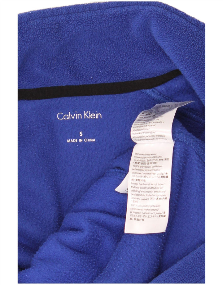 Calvin Klein Damen Graphic Fleece Jacke UK 10 Small Blue Colourblock