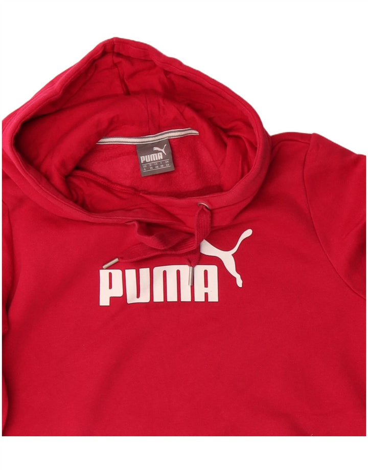 PUMA Damen Graphic Hoodie Pullover UK 10 Small Rot Baumwolle