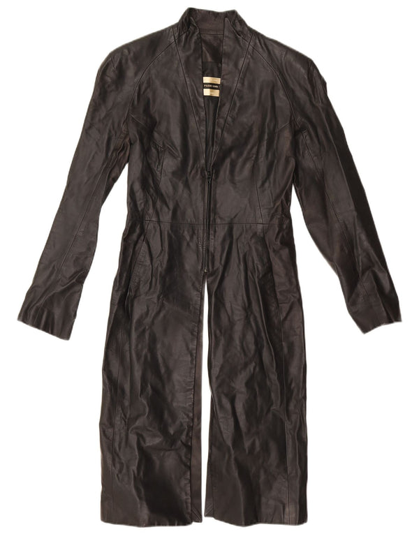 Plein Sud Damen Ledermantel EU 38 Mittelschwarzes Leder