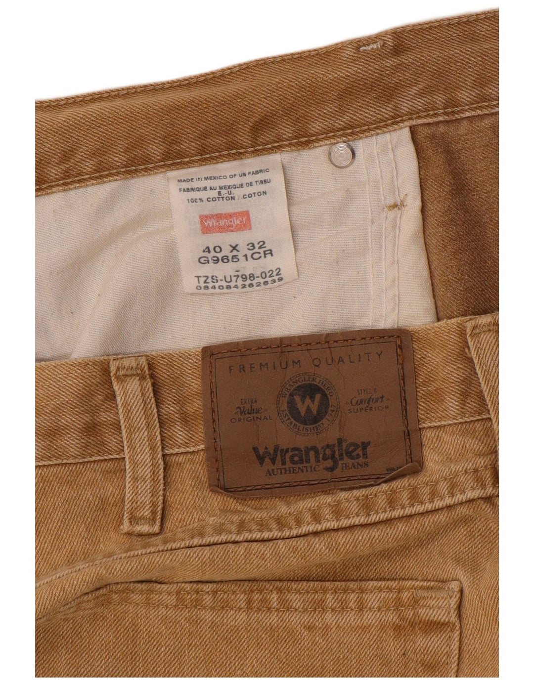 Wrangler Herren Straight Jeans W40 L32 Beige Baumwolle