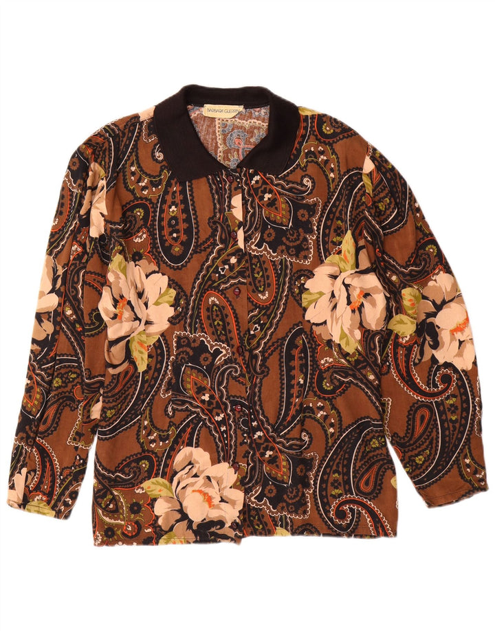 VINTAGE Damen Hemd UK 14 Mittelbraun Paisley