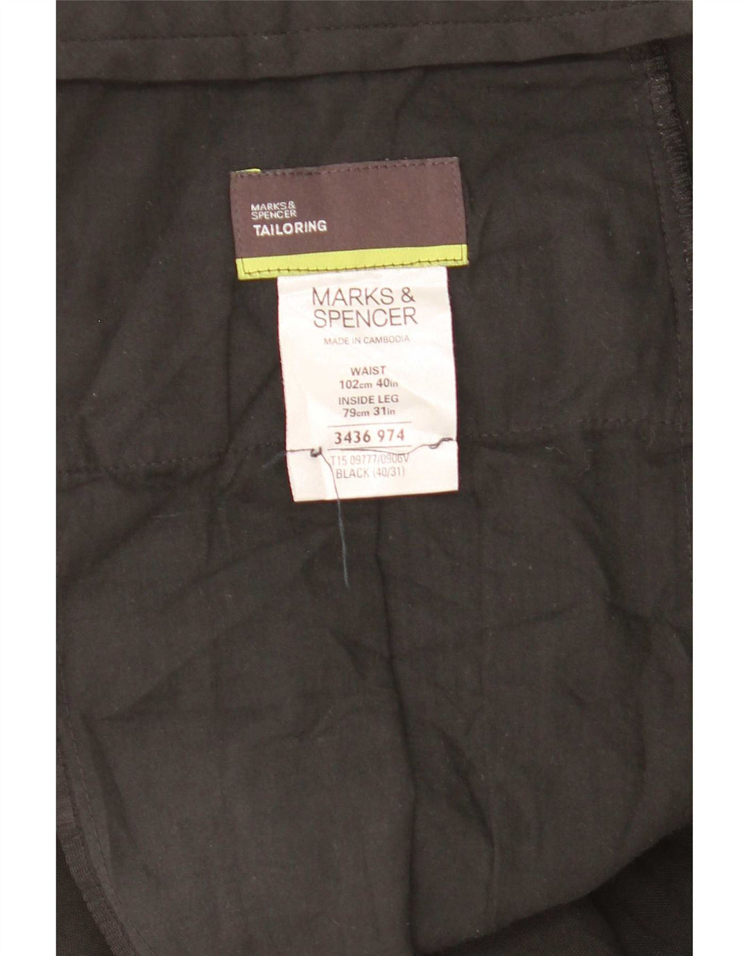 Marks & Spencer Maßgeschneiderte, gerade Anzughose für Herren, W40, L31, Schwarz