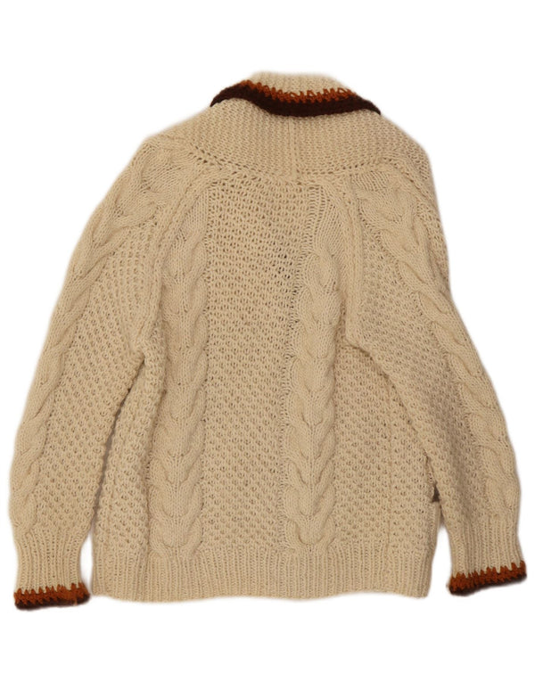 Vintage Damen Cardigan Pullover UK 14 Medium Off White Colourblock