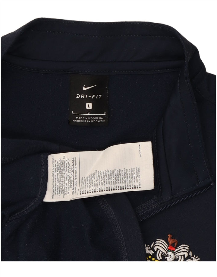 NIKE Mens Dri Fit Zip Neck Pullover Tracksuit Top Large Navy Blue
