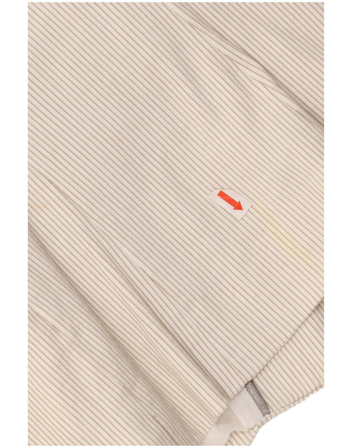 Zara Damen 1-Knopf-Blazerjacke, UK 14, große, cremefarbene Nadelstreifen-Baumwolle