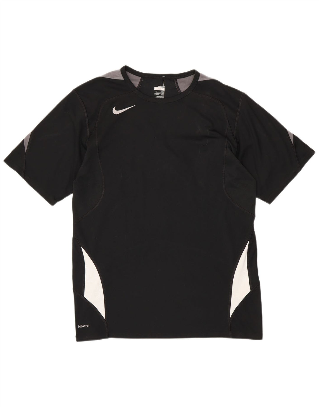 NIKE Herren Fit Dry T-Shirt Top UK 39/41 Mittelschwarzes Colourblock-Polyester
