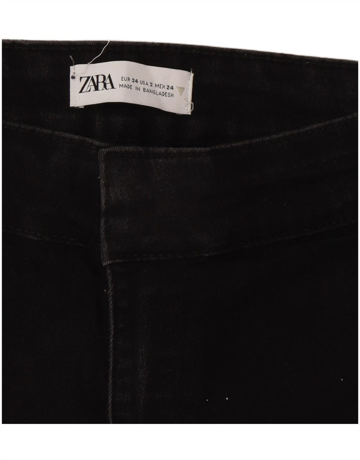 Zara Damen Schlagjeans EU 34 2XS W24 L33 Schwarz