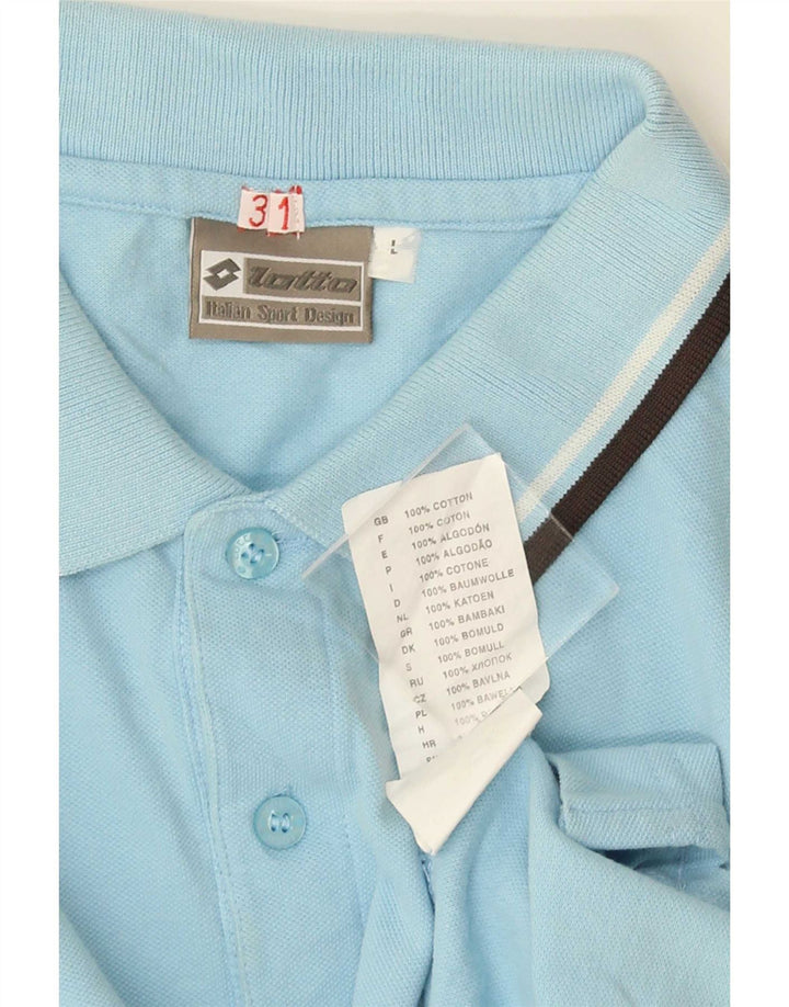 Lotto Herren-Poloshirt, groß, blau gestreift, Baumwolle