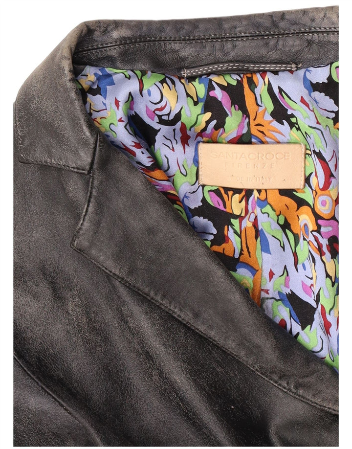 Santacroce Damen-Blazer aus Leder mit 2 Knöpfen, Gr. 10, Schwarz