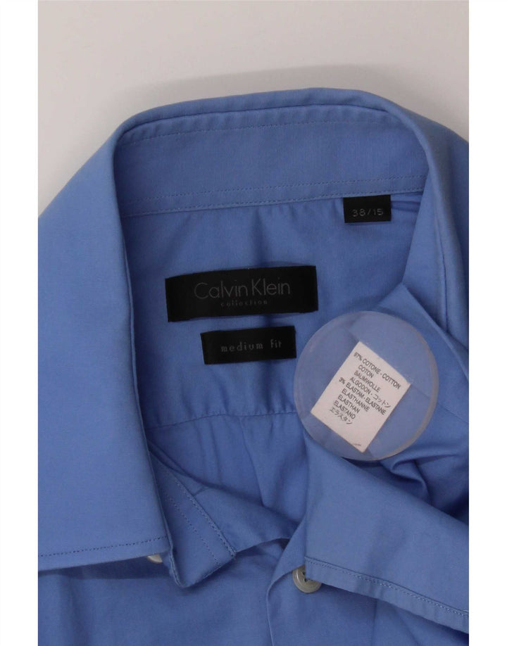 Calvin Klein Herrenhemd Größe 38 15 Mittelblaue Baumwolle
