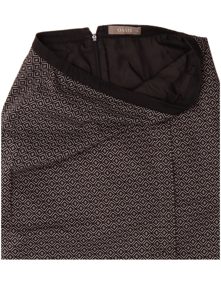 Oasis Damen Midirock UK 10 Small W29 Schwarz Geometrisch