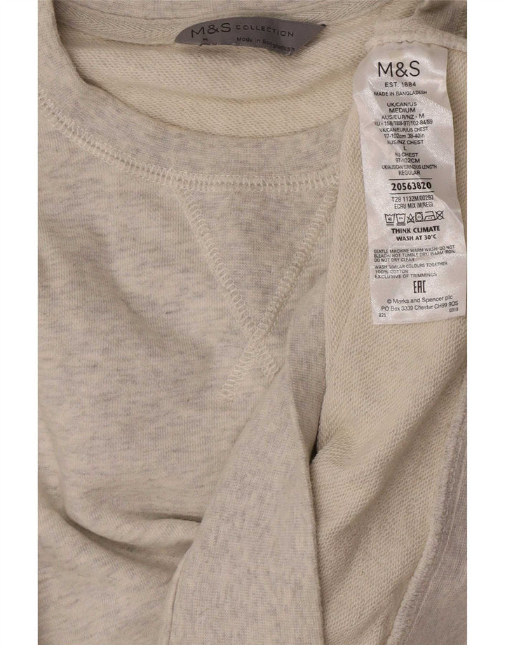 Marks & Spencer Herren-Sweatshirt-Pullover, mittelbeige, gesprenkelte Baumwolle