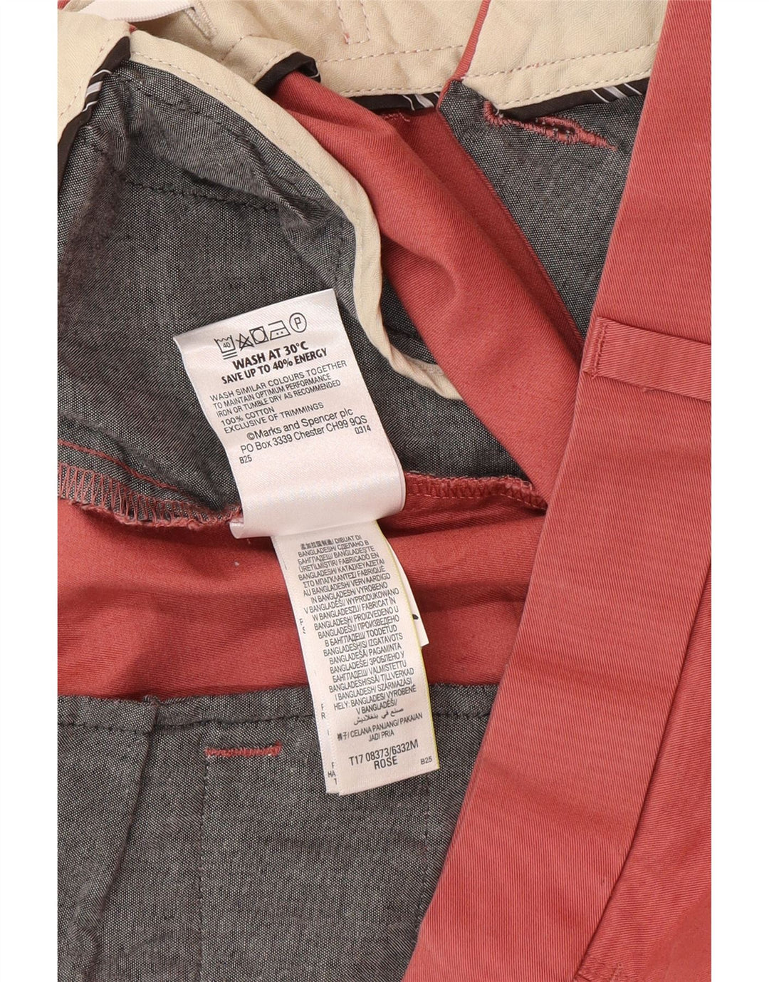 Marks & Spencer Herren-Chinohose, normal, W44, L29, Rosa, Baumwolle