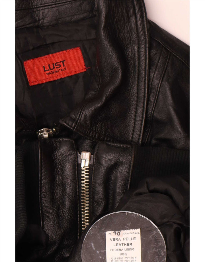 Vintage Damen Lederjacke IT 48 XL Schwarz