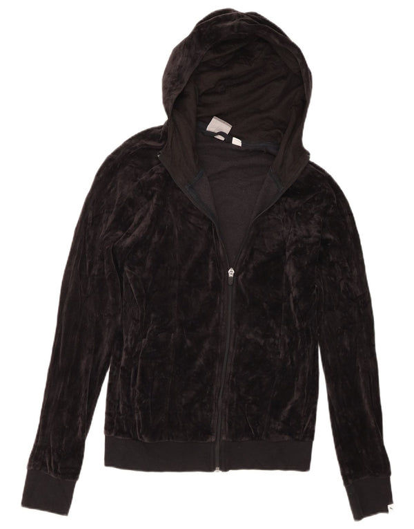 Puma Womens Velvet Zip Hoodie Pullover UK 10 Small Schwarz Baumwolle