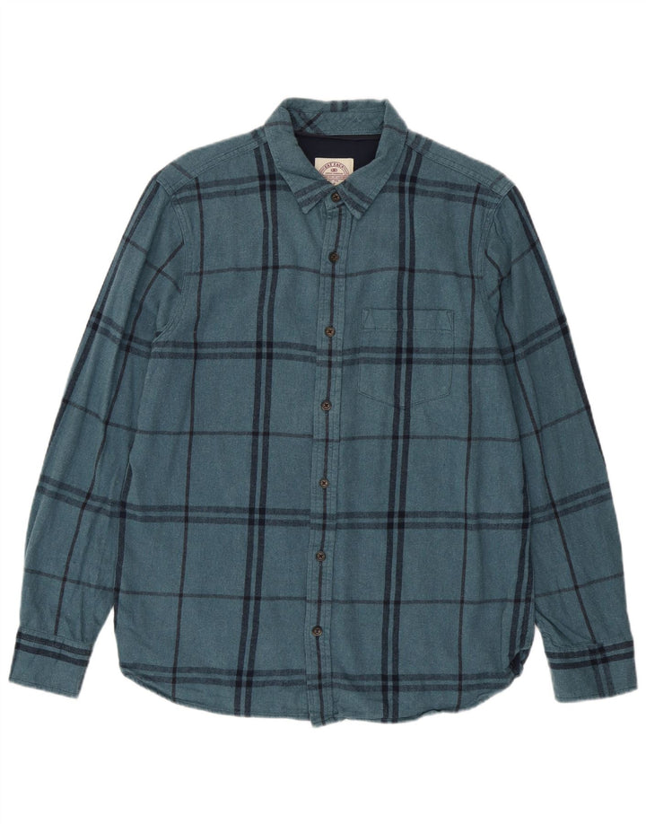 Fat Face Herren-Flanellhemd aus mittelblauer, karierter Baumwolle