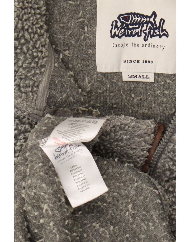 Weird Fish Herren-Fleecepullover mit Reißverschluss am Hals, Größe S, Grau, Polyester