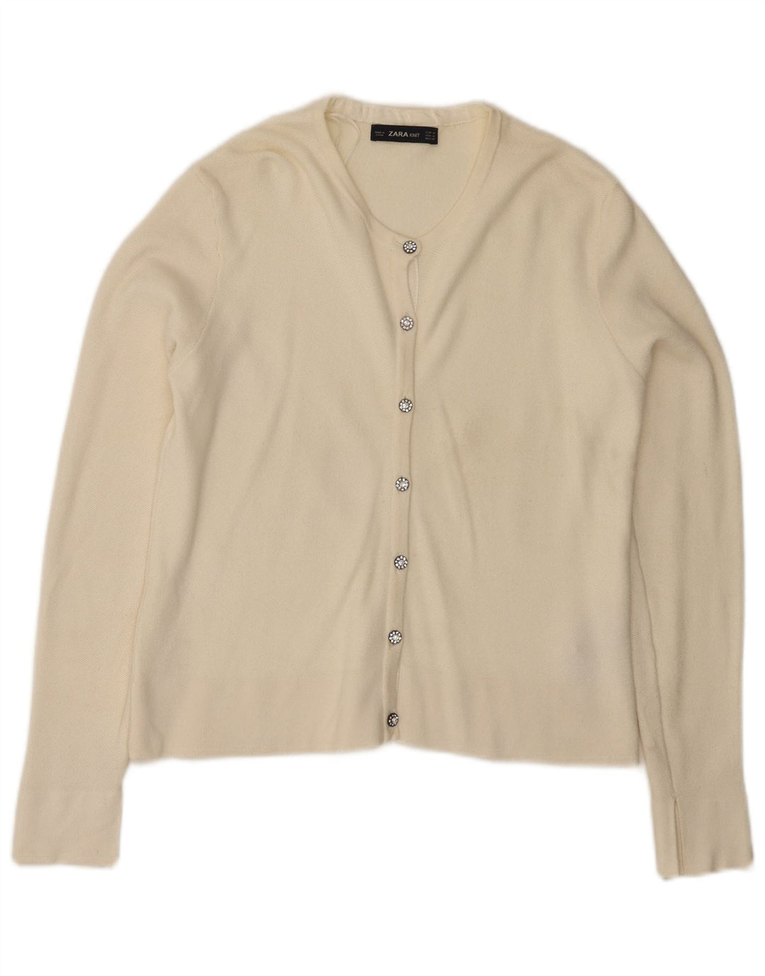Zara Damen-Cardigan-Pullover UK 12 Mittelweiße Viskose
