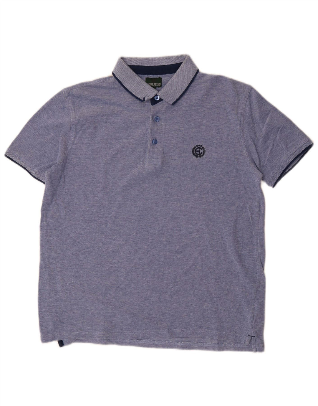 Enrico Coveri Herren-Poloshirt aus mittelblauer Baumwolle