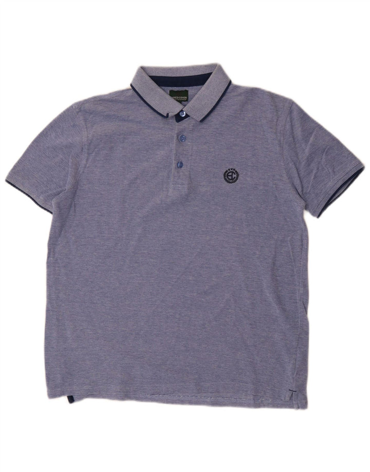 Enrico Coveri Herren-Poloshirt aus mittelblauer Baumwolle